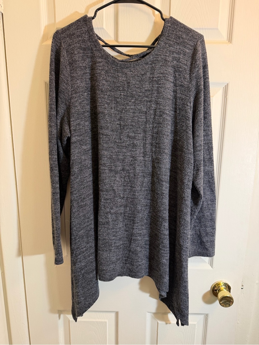 Charcoal Gray Shark Bite Tunic with Crisscross Back